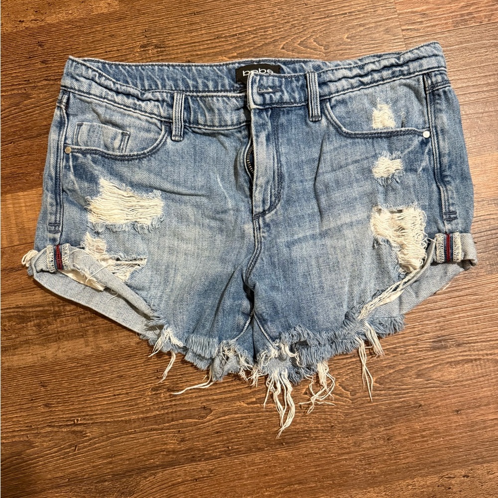 Bebe Distressed Cut Off Blue Jean Shorts